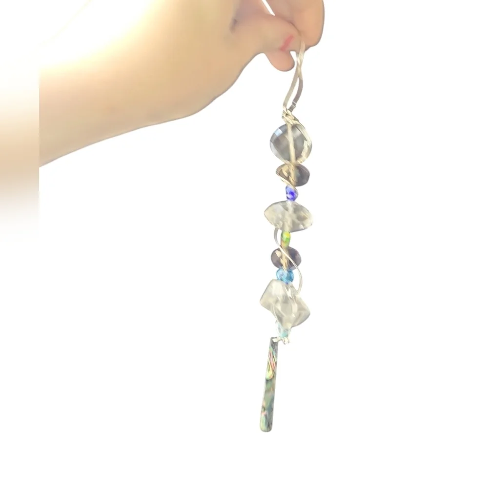 Handmade Glass Bead & Millefiori Heart Suncatcher with Abalone Accent